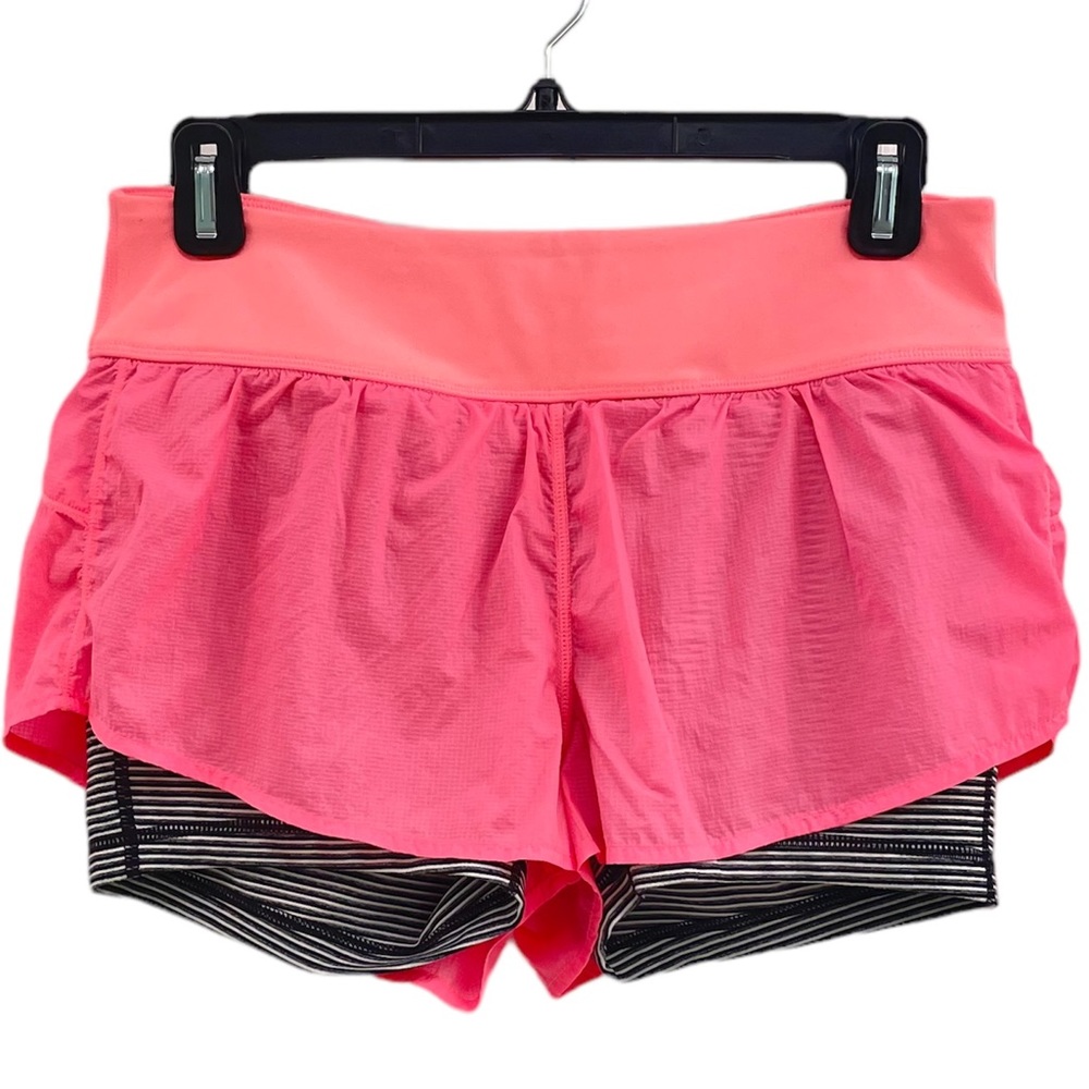 Zella EUC Athletic Shorts w/ Attached Striped Short Underneath Sz Small